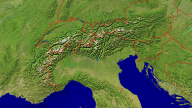 Alpen Satellit + Grenzen 1600x900